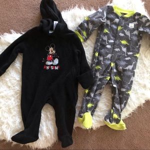 Disney Baby and Carters Footed Pajamas 6m 9m